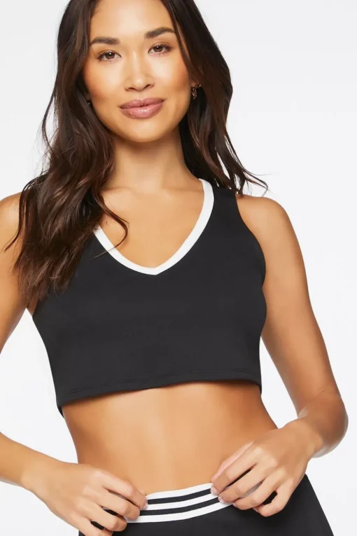 Contrast-Trim Lounge Cropped Tank Top