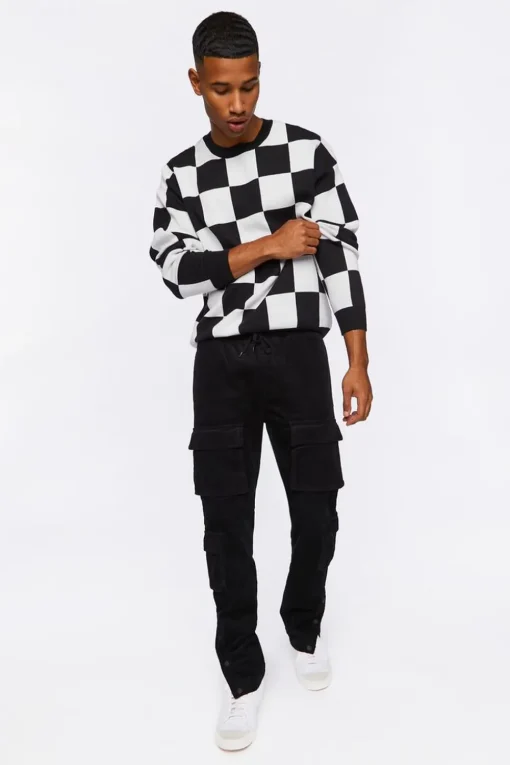 Corduroy Button-Hem Slim-Fit Pants