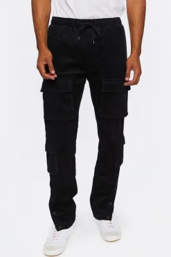 Corduroy Button-Hem Slim-Fit Pants