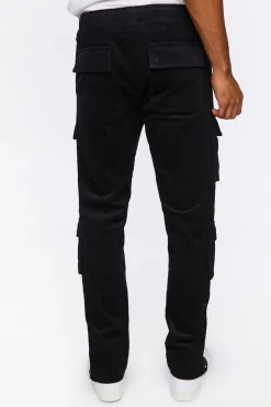 Corduroy Button-Hem Slim-Fit Pants