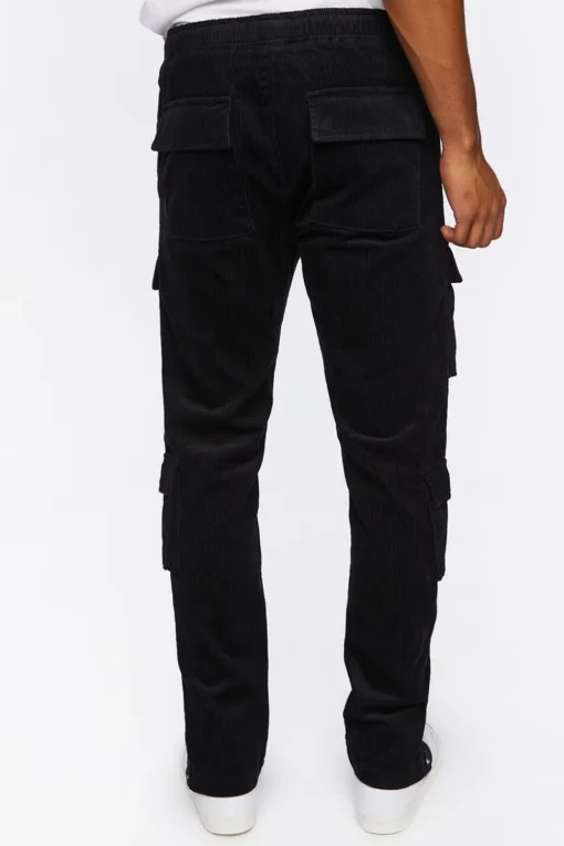 Corduroy Button-Hem Slim-Fit Pants