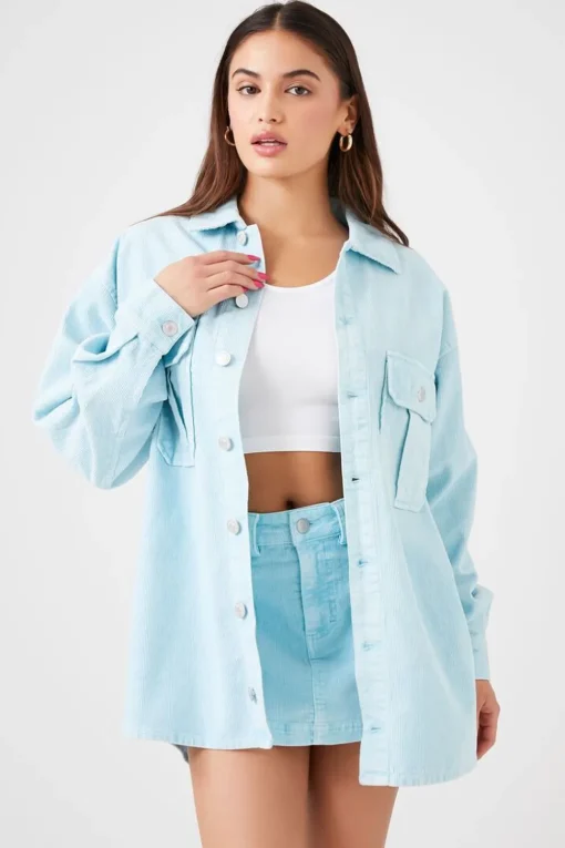 Corduroy Dropped-Sleeve Shacket