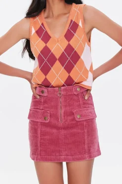 Corduroy O-Ring Mini Skirt