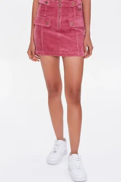 Corduroy O-Ring Mini Skirt