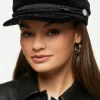 Corduroy Rope-Trim Cabbie Hat