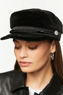 Corduroy Rope-Trim Cabbie Hat