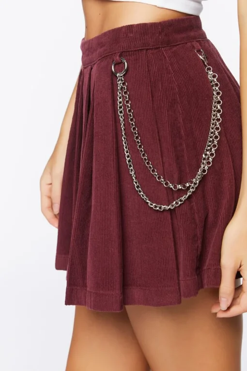 Corduroy Wallet Chain Mini Skirt