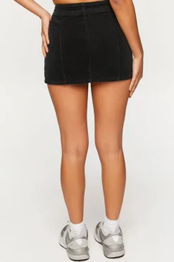 Corduroy Zipper Mini Skirt