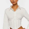 Corset Cropped Poplin Shirt