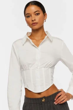Corset Cropped Poplin Shirt