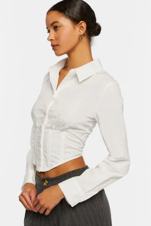 Corset Cropped Poplin Shirt
