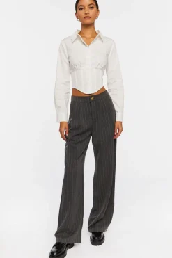 Corset Cropped Poplin Shirt