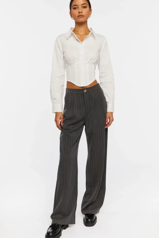 Corset Cropped Poplin Shirt