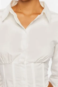 Corset Cropped Poplin Shirt