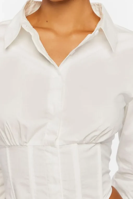 Corset Cropped Poplin Shirt