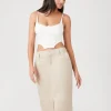 Cotton-Blend Pencil Midi Skirt