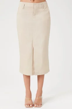 Cotton-Blend Pencil Midi Skirt