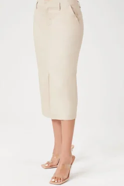 Cotton-Blend Pencil Midi Skirt