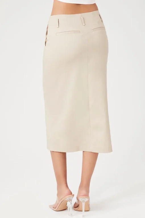 Cotton-Blend Pencil Midi Skirt