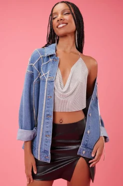Cowl Neck Chainmail Halter Top