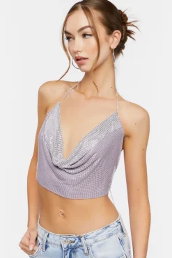 Cowl Neck Chainmail Halter Top