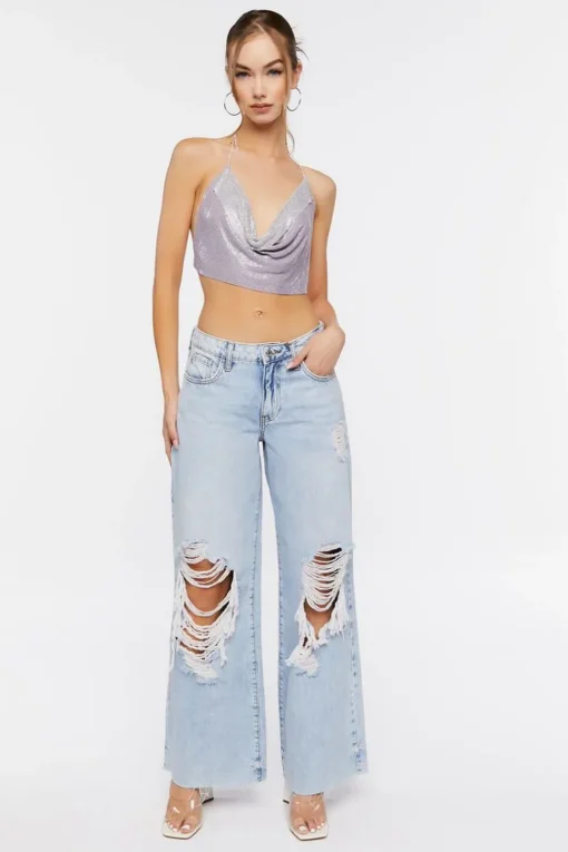 Cowl Neck Chainmail Halter Top