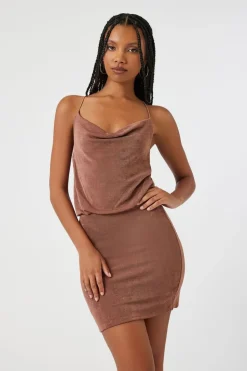 Cowl Neck Crisscross Mini Dress