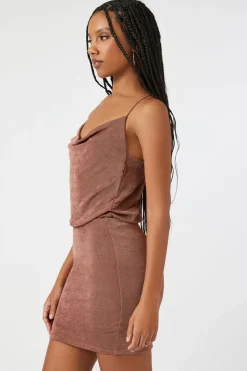 Cowl Neck Crisscross Mini Dress