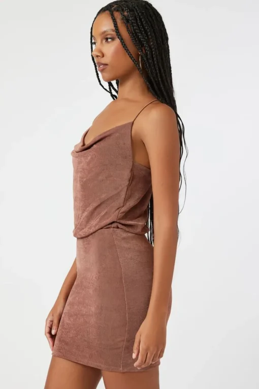 Cowl Neck Crisscross Mini Dress