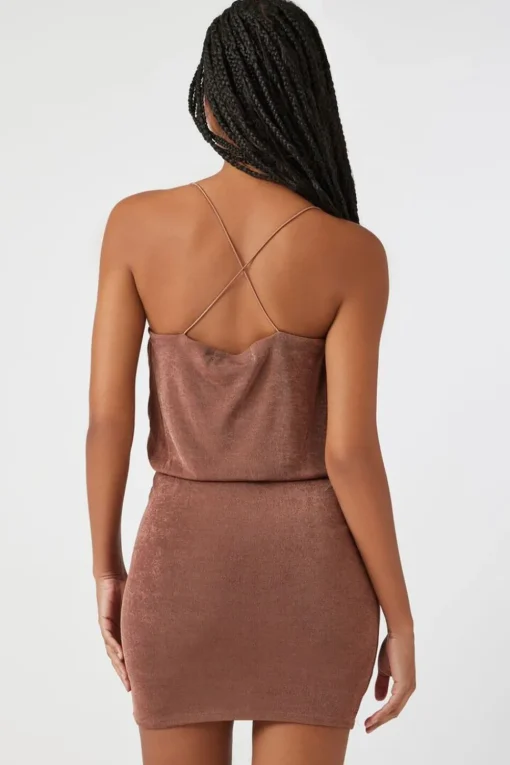 Cowl Neck Crisscross Mini Dress