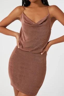 Cowl Neck Crisscross Mini Dress