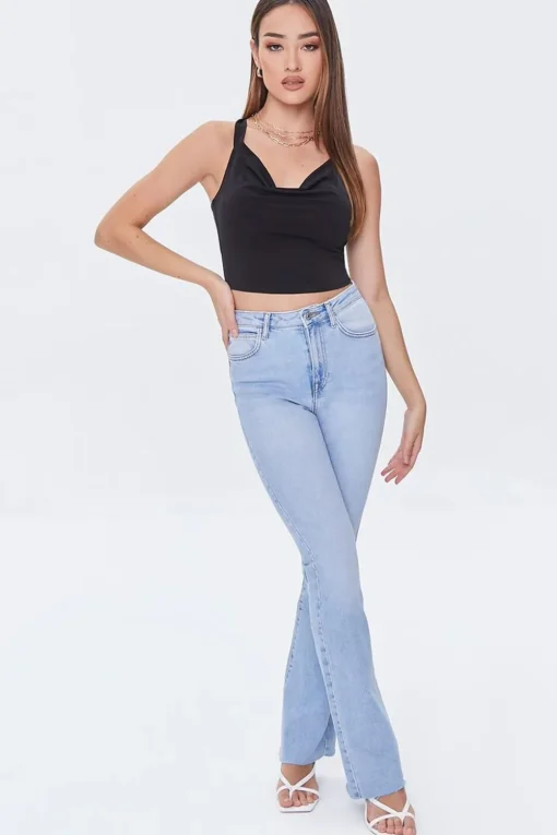 Cowl Neck Ruched Crop Top