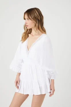 Crepe Butterfly-Sleeve Mini Dress