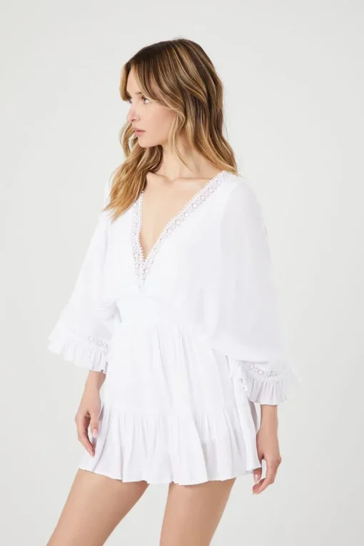 Crepe Butterfly-Sleeve Mini Dress