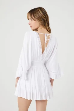 Crepe Butterfly-Sleeve Mini Dress