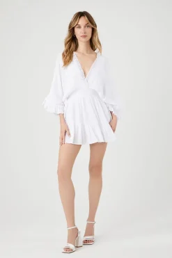 Crepe Butterfly-Sleeve Mini Dress