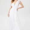 Crepe Caged V-Neck Maxi Dress