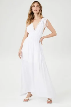 Crepe Caged V-Neck Maxi Dress