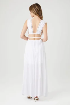 Crepe Caged V-Neck Maxi Dress