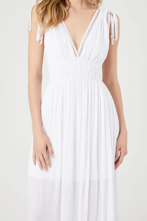 Crepe Caged V-Neck Maxi Dress