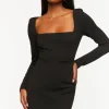 Crepe Long-Sleeve Mini Dress