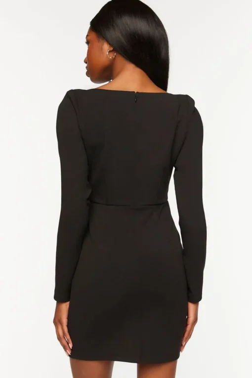 Crepe Long-Sleeve Mini Dress