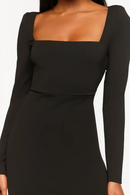 Crepe Long-Sleeve Mini Dress