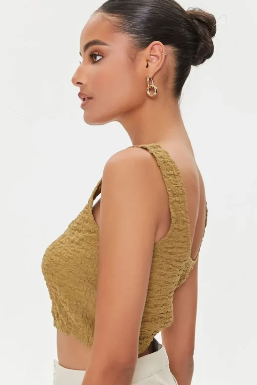 Crinkled Knit Crop Top