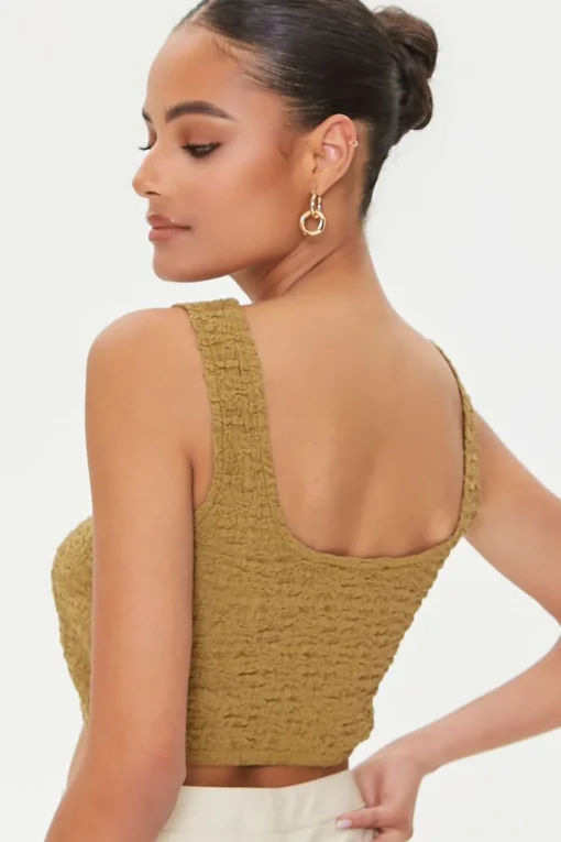 Crinkled Knit Crop Top
