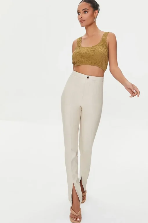 Crinkled Knit Crop Top