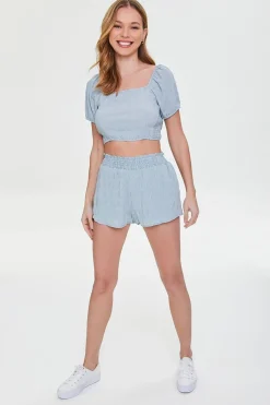 Crinkled Smocked Shorts