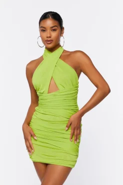 Crisscross Halter Mini Dress
