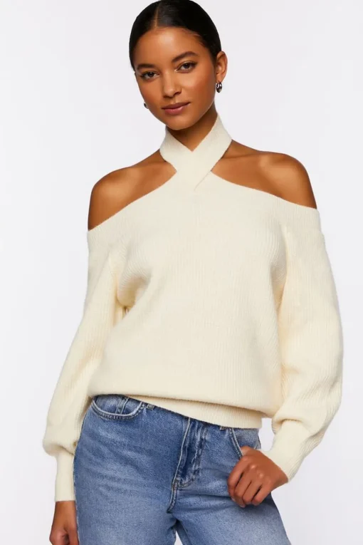 Crisscross Off-The-Shoulder Sweater