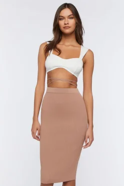 Crisscross Wraparound Midi Skirt